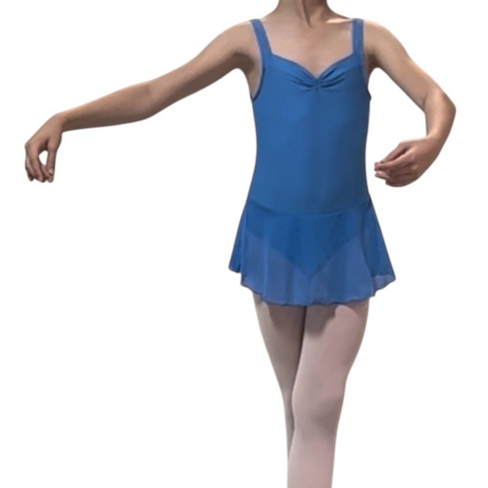 Wear Moi Blue Ballet Leotard with Attached Mesh Skirt.